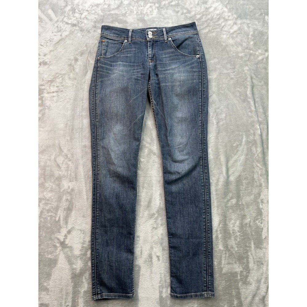 Hudson Collin Flap Skinny Jeans Womens 28 Blue Med Wash Distressed Stretch Denim
